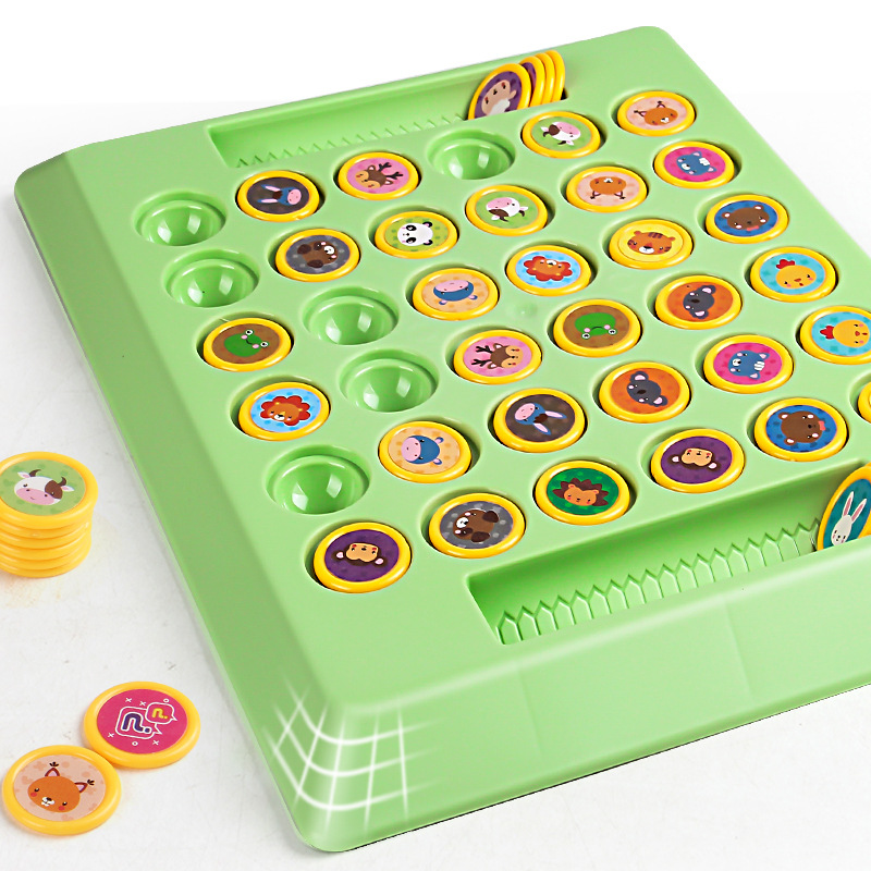Juguetes de puzzle de dibujos animados para niños Ajedrez de doble juego de memoria de juego de mesa interactivo para padres e hijos Ajedrez de doble juego de juego