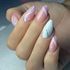 Marble multicoloured line nail stickers, almond fake nails for manicure, suitable for import, wholesale, ready-made product