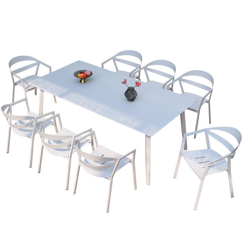 Ocio al aire libre mesa y silla combinación leche tienda de té aleación de aluminio protector solar impermeable mesa de comedor patio terraza al aire libre simple al aire libre