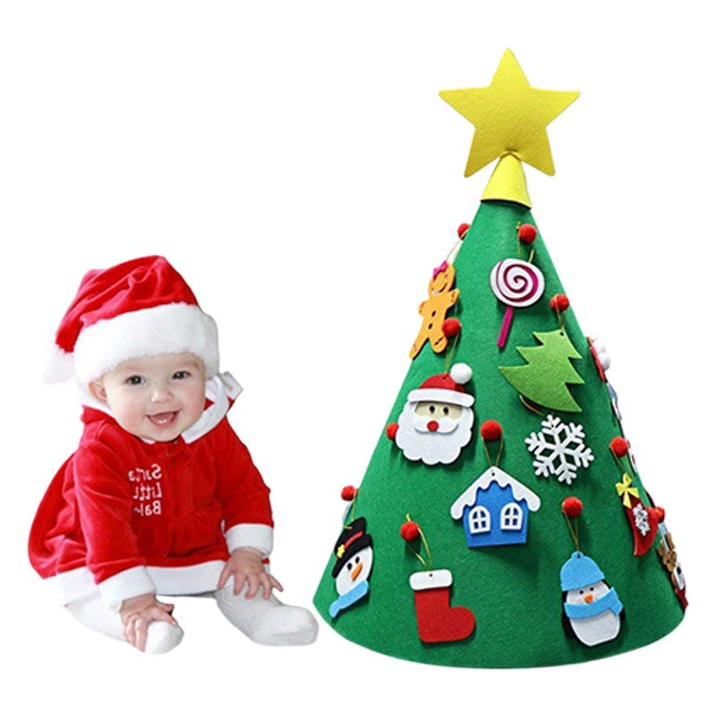 Рождественская елка трансграничная вышивка фетр Рождественская елка Снеговик детская головоломка ручной работы DIY декоративная фетровая Рождественская елка