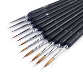 跨境勾线笔狼毫描边油画笔木杆极细水粉水彩丙烯美术绘画勾边批发