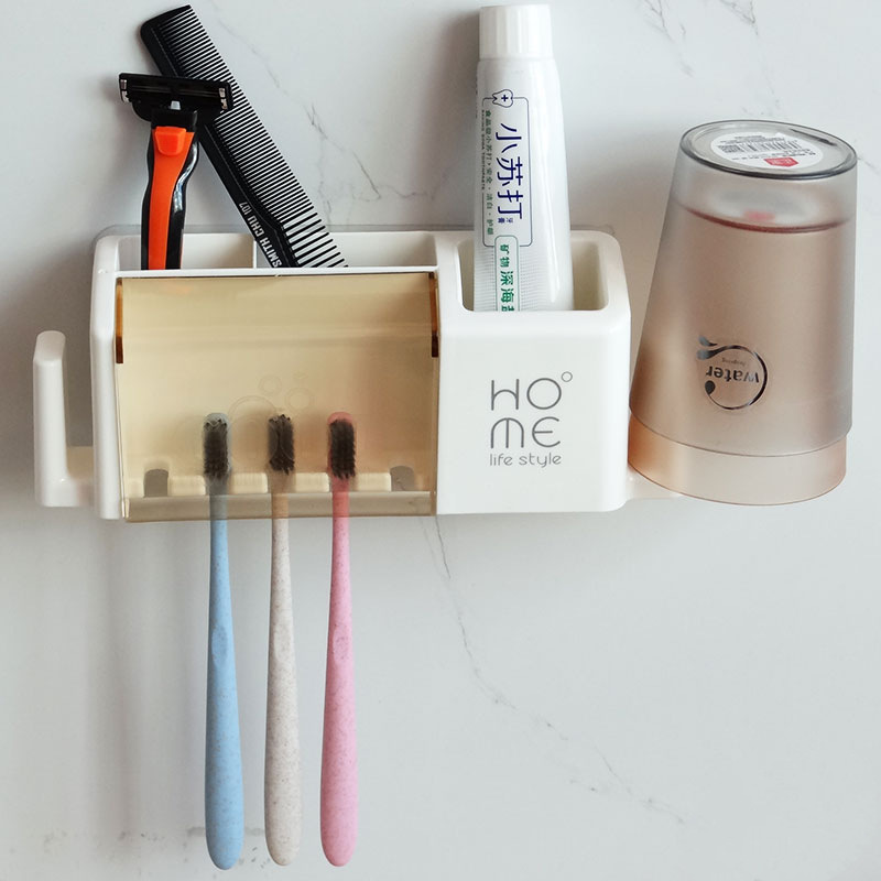 Cuarto de baño montado en la pared titular de cepillo de dientes eléctrico baño ponche-libre taza de lavado titular de cepillo de dientes hogar taza de almacenamiento de rack