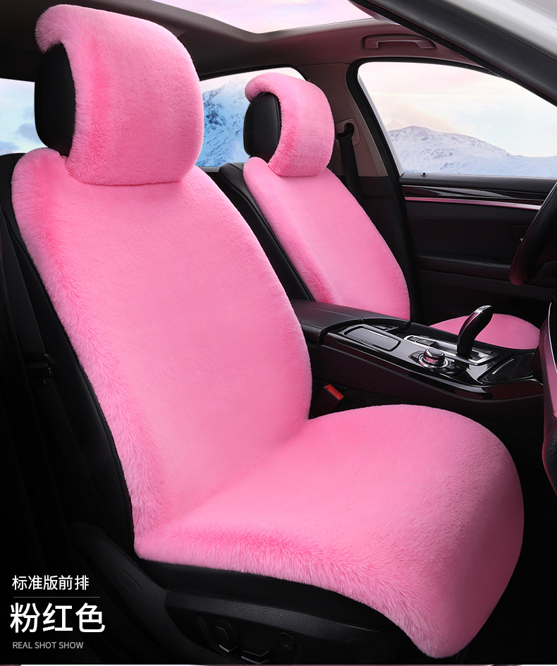 Cross-border 2026 new winter rabbit fur plush seat cushion with lumbar support, thickened car seat pad, car interior seat cushion, non-slip