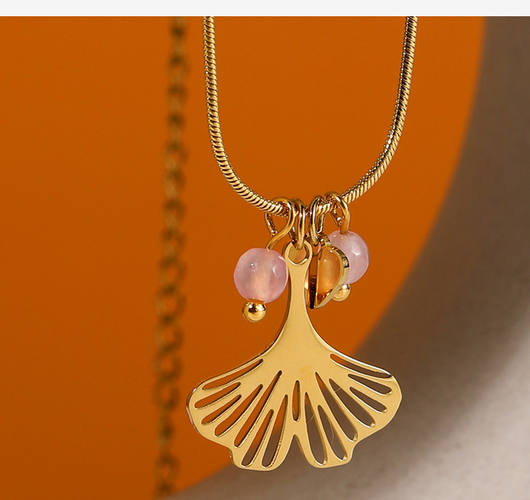 Fashion Ginkgo Leaf Titanium Steel Plating Pendant Necklace Colorza_colorza_2