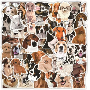 50 Zhang Meng pet golden retriever cute puppy animal children graffiti stickers educational refrigerator skateboard mobile phone computer car stickers
