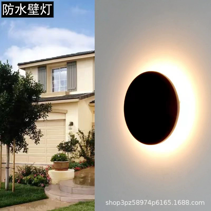 Открытый водонепроницаемый диск затмения минималистичный светодиодный ландшафтный двор свет промышленный ветер отель атмосферный настенный светильник оптом