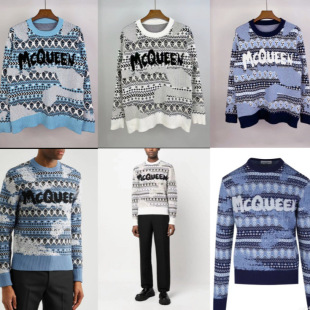Cross-border Couple Sweater Autumn and Winter Alexander McQueen Full of logo Jacquard Leisure Warm Sweater Tide