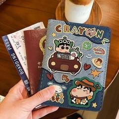 クレヨンしんちゃんレトロカウボーイ漫画パスポートホルダードキュメントバッグ保護カバー多機能カードバッグ海外旅行ポータブル