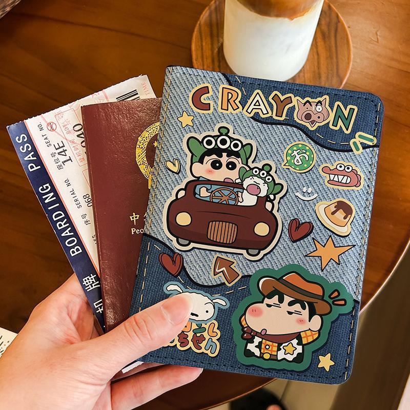 クレヨンしんちゃんレトロカウボーイ漫画パスポートホルダードキュメントバッグ保護カバー多機能カードバッグ海外旅行ポータブル|undefined