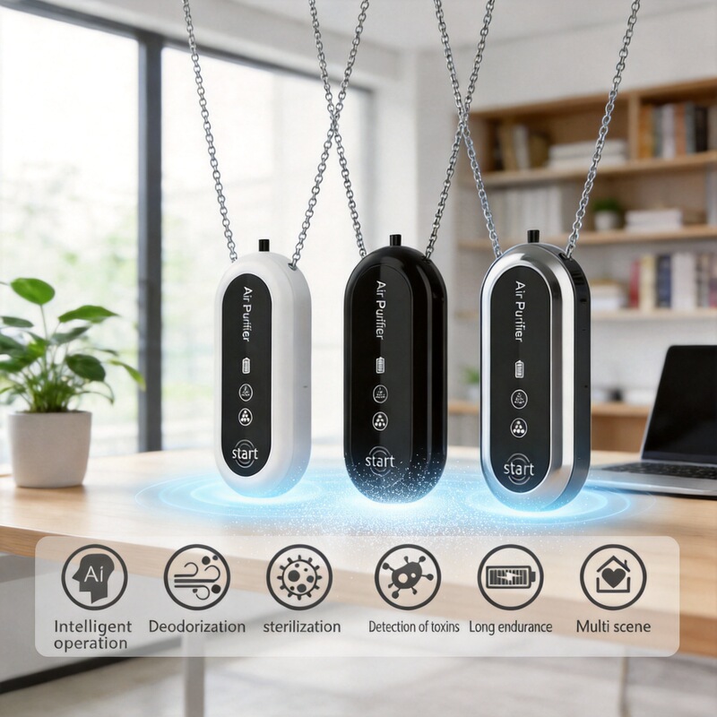 Hanging Neck Air Purifier, Rechargeable Portable Necklace, Small Portable Car-Mounted Negative Ion Air Purifier