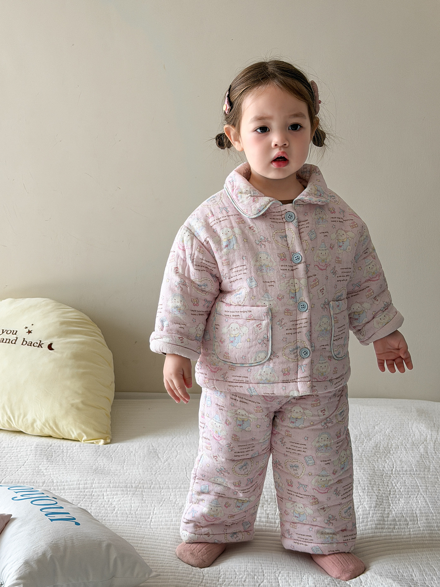 Sugar Pear ropa infantil pijamas de invierno para niños 2025 algodón grueso ropa doméstica para niñas ropa de bebé para niñas