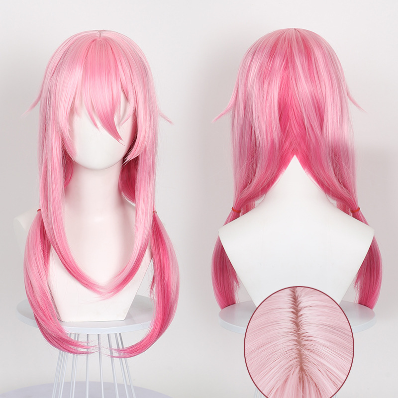 Cardamom Sin Crown Yuzuriha Praying cos Wig Praying Sister Simulation Scalp Top Mixed Color Gradient Pink Wig