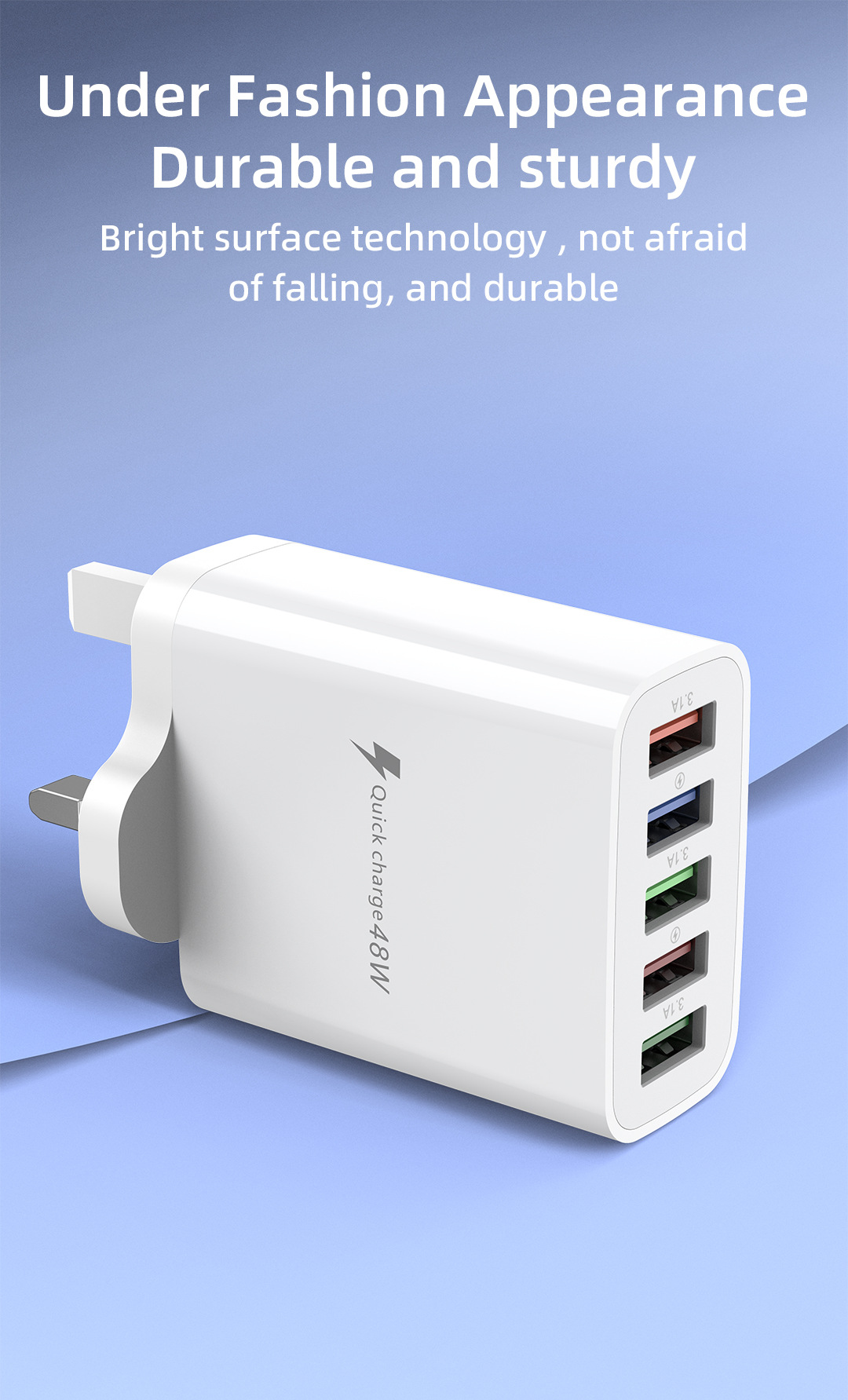 Novi punjač za mobilni telefon s priključkom 5U i više USB priključaka, europski američki standard, britanski standard s brzom glavom, 5V3A_voghion.com