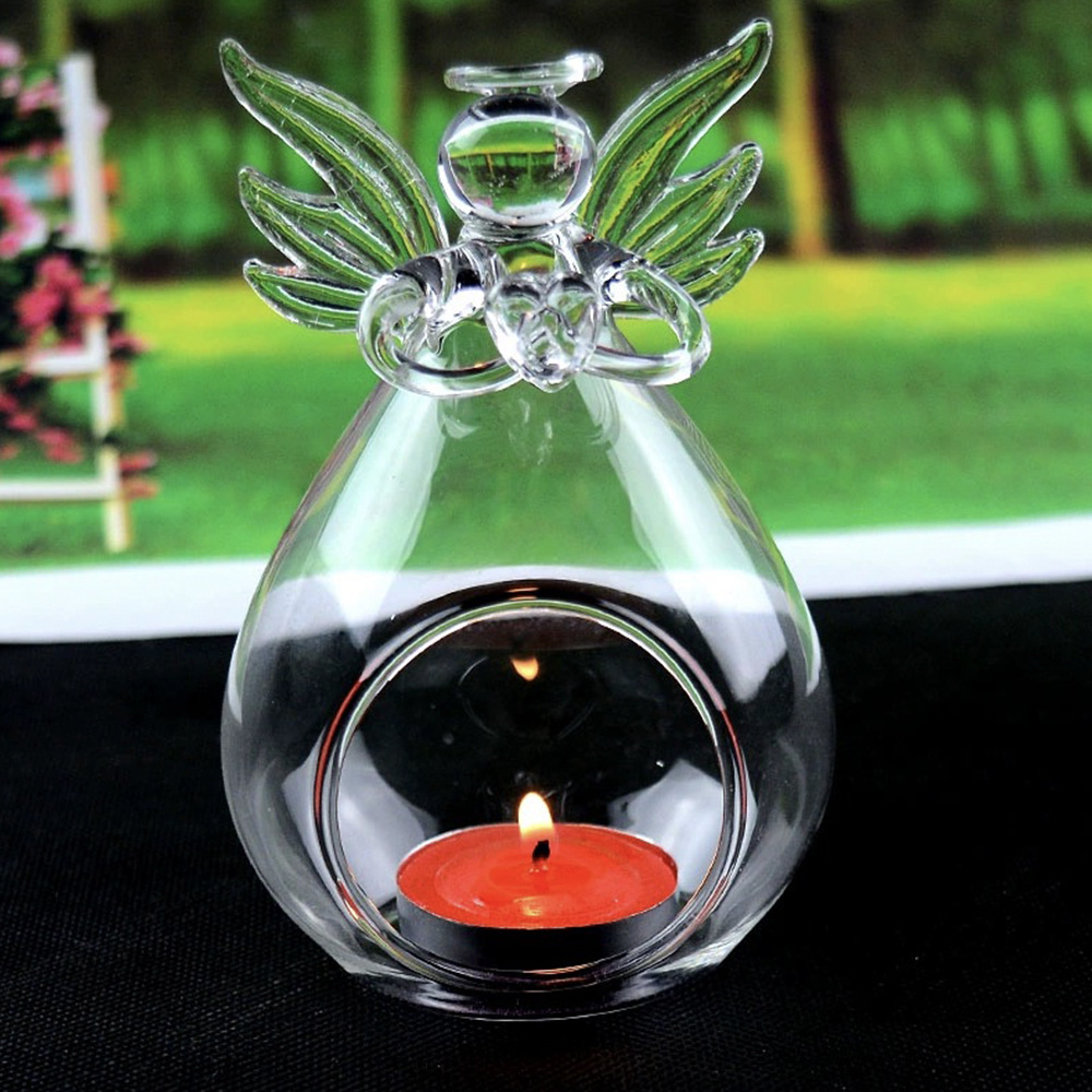 Directo de fábrica Europea Ángel cristal transparente candelabro titular la vela boda con velas Cena