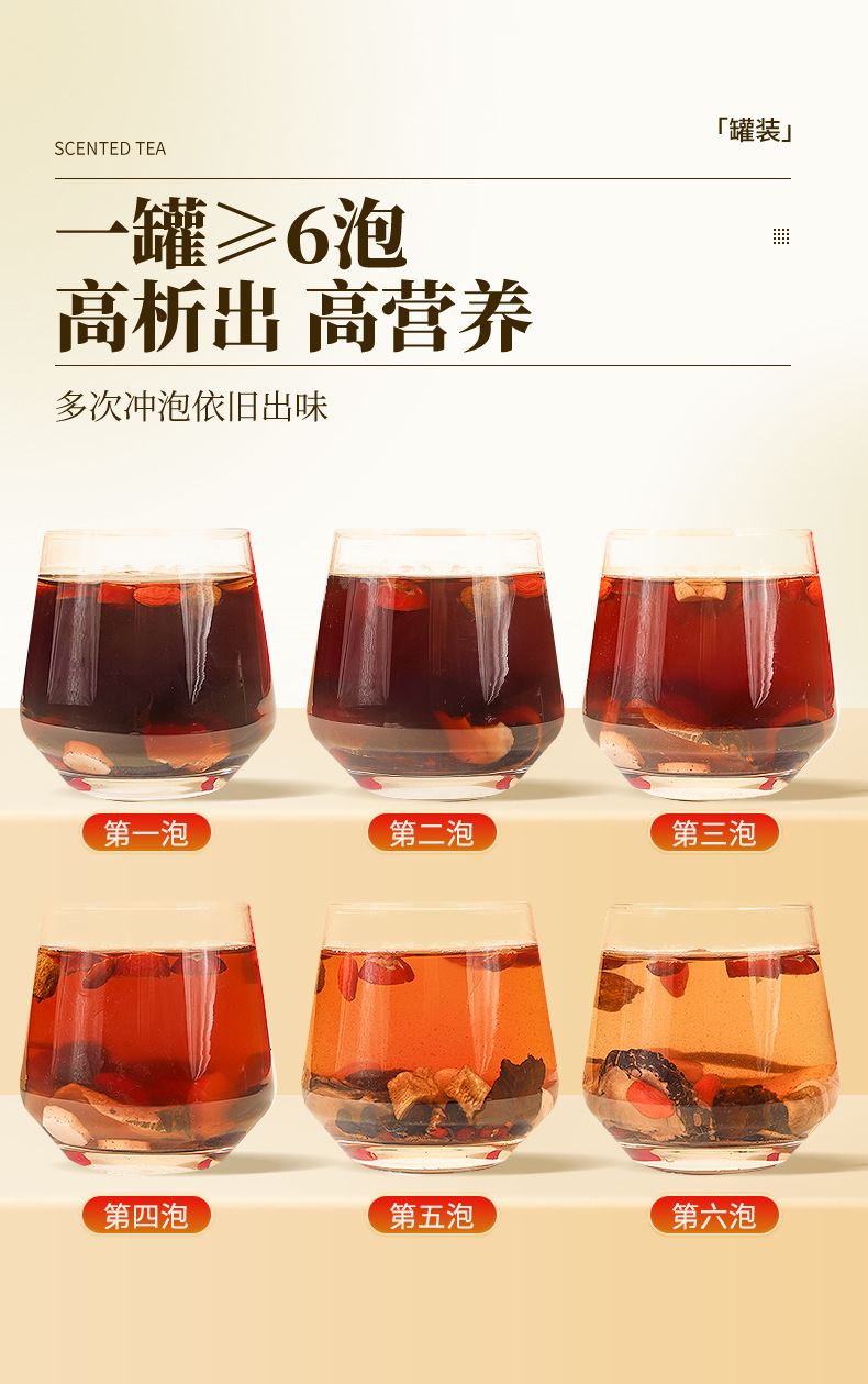 Ginseng Polygonatum Tea Wubao Herbal Tea 15 Cans 285g Daily Wellness Brew in use