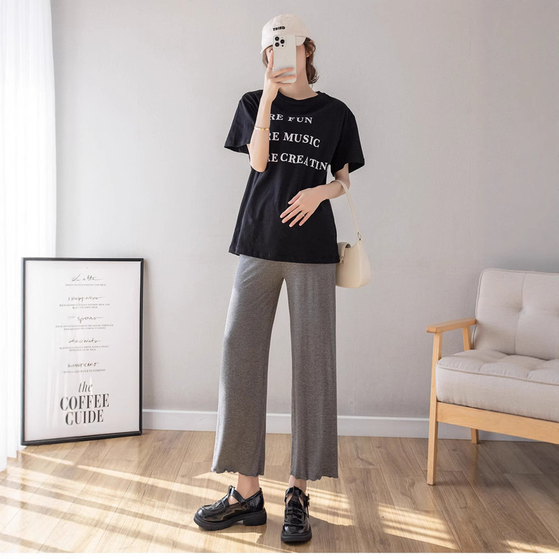 2023 pregnant women Summer modal wide-leg pants loose fashion thin cropped trendy mom plus size straight 2301 2023 pregnant women Summer modal wide-leg pants loose fashion thin cropped trendy mom plus size straight 2301