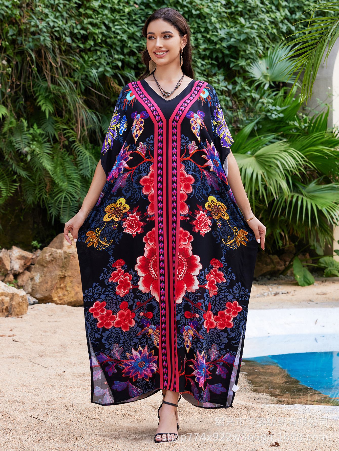 2025 nuevo algodón impresa camisa de playa vestido de vacaciones suelto bikini camisa trajes de baño mujeres AT612