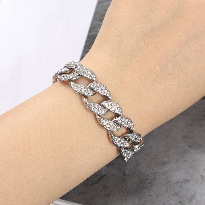 Hip Hop Full Diamond 15mm Cuban 3D Versatile Fashion Classic Men's Bracelet_voghion.com