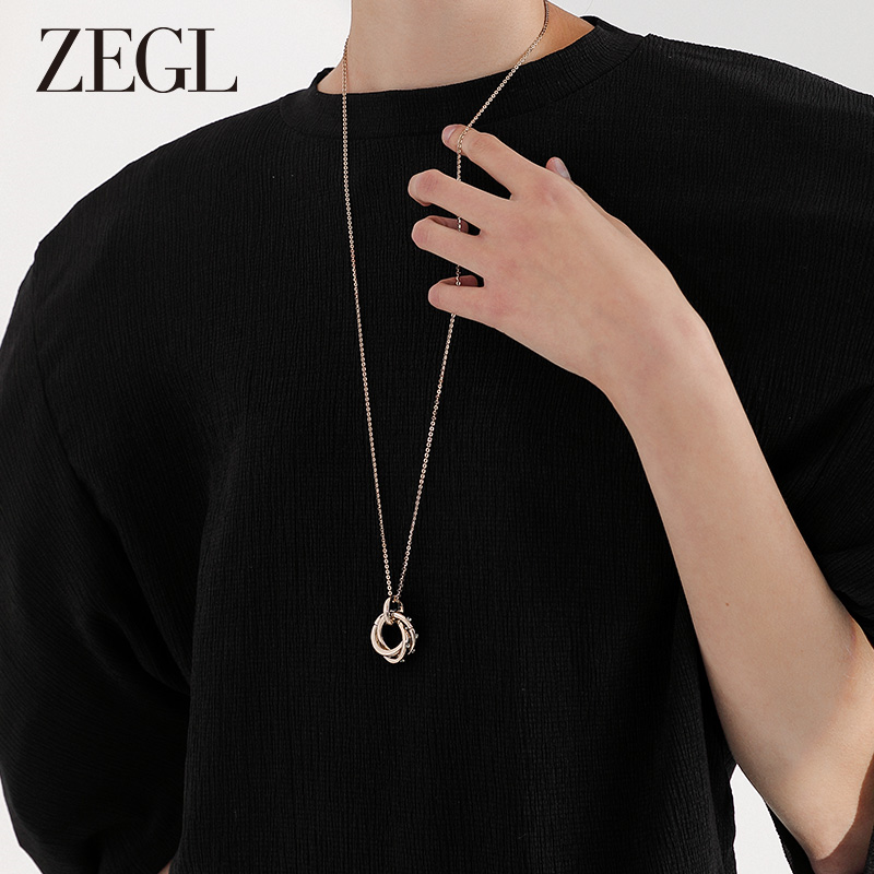 Zegl Ring Sweater Chain Women's Long Necklace 2025 New Hot Style High-End Retro Autumn and Winter Sweatshirt Accessories