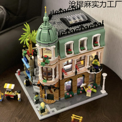 レゴコーナーブティックホテルビルディングブロックストリートビュービルディングシリーズ組み立てモデルおもちゃ女の子の誕生日ビルディングブロックと互換性があります。