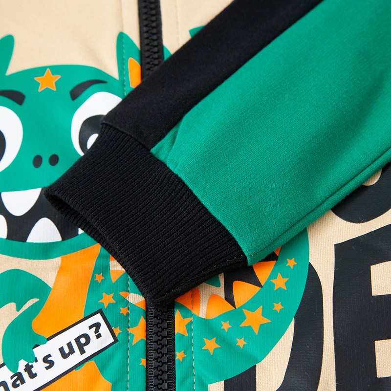 Ser Superior ropa para niños dinosaurio con capucha suéter para niños abrigo suéter de dibujos animados para niños primavera y otoño bebé Delgado algodón puro