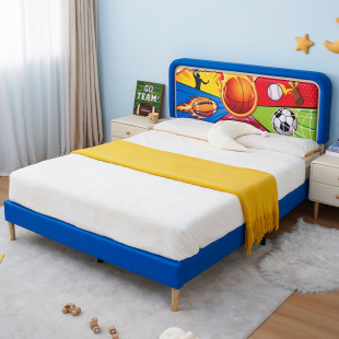 Cross-Border Cartoon Basketball Children's Bed 1.5m Boy's Bed with Lamp Solid Wood Single Bed 0.9m Creative Student Bed