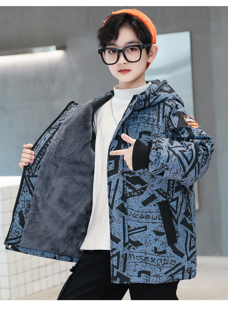 2024 Neue mittlere und große Kinderkleidung für Jungen im Winter mit Plüsch und verdicktem Kuchen, der Kaninchenhaar-Baumwollmantel überwindet_voghion.com