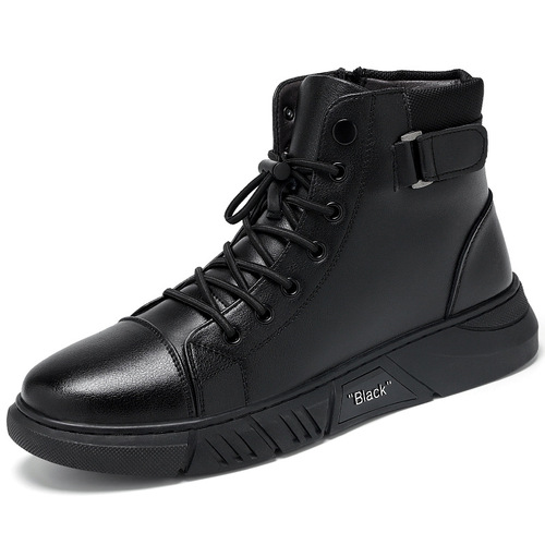 Martin boots men's genuine leather new winter warm plus velvet snow boots men's casual fashion trend British work boots