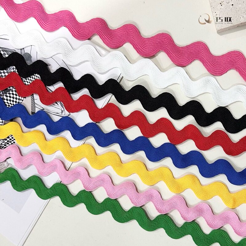 in stock 2.0CM Polyester S-shaped curved edge wave band clothing skirt accessories women's decorative lace