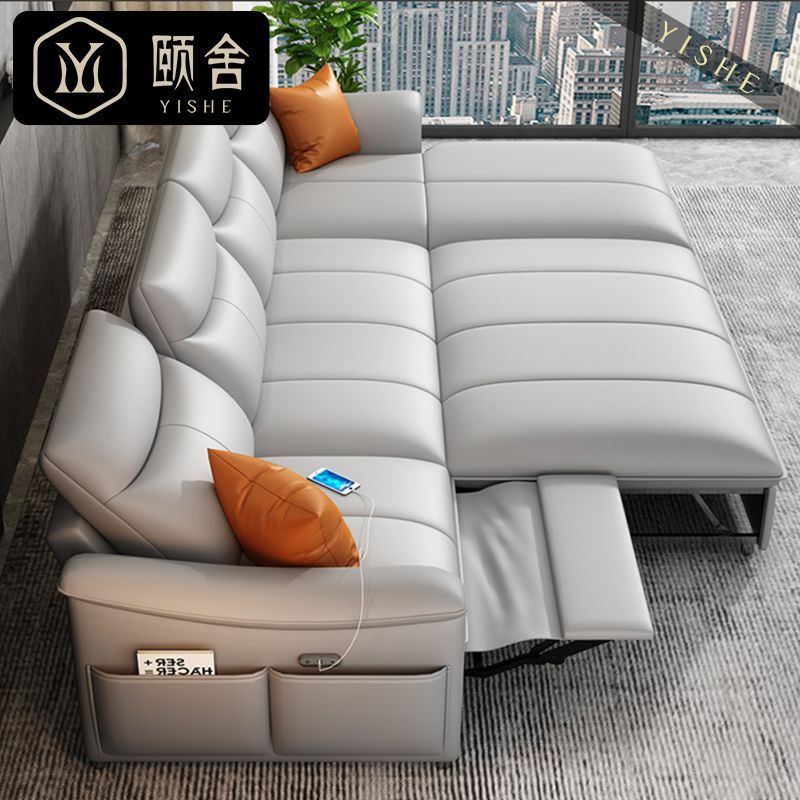 Sofá cama de cuero de primera clase italiano 2025 nuevo sofá eléctrico multifuncional de la sala de estar cama variable