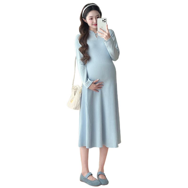 2025秋冬新款法式气质针织连衣裙女温柔风显瘦百搭孕妇裙|undefined