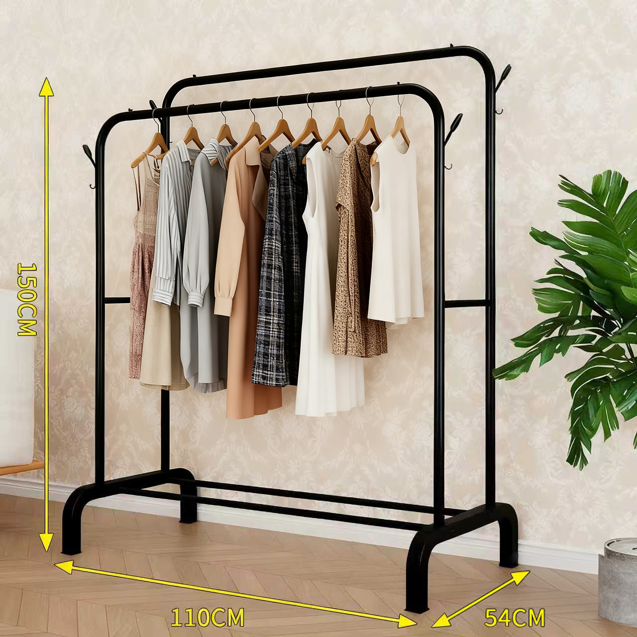 Perchero sencillo transfronterizo, perchero de pie para dormitorio o balcón, tendedero plegable móvil, tipo barra de pie, venta al por mayor