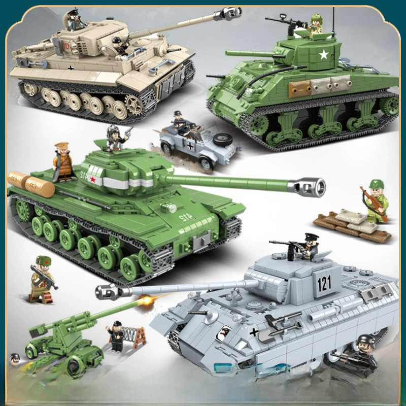 全冠 Lego, tank, constructor, minifigures for boys, toy, small particles