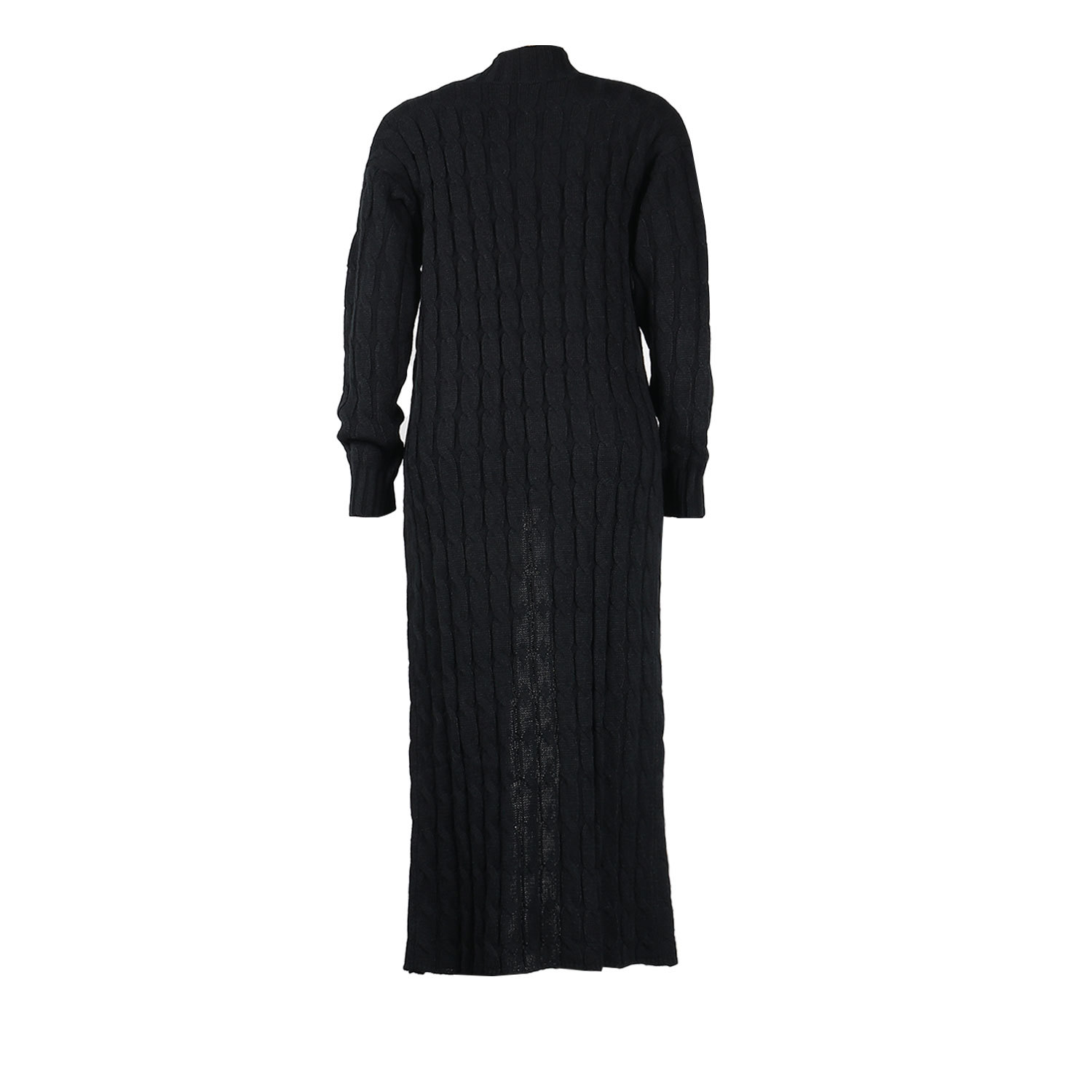 Damen Strickjacke Lang Aus Grobstrick In Unifarben Wintermantel_voghion.com