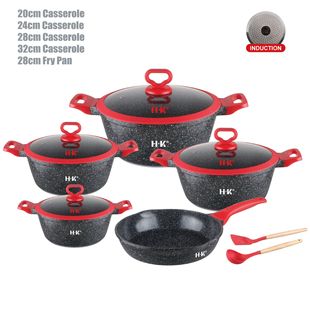 Maifan Stone Bakelite Handle 11-Piece Set of Double-Bottomed Pots with Silicone Lids and Non-Stick Soup Pots Set Nonstick