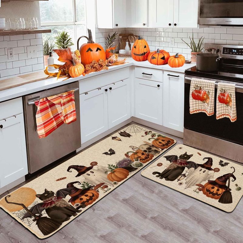 Amazon temu ハロウィン雰囲気ホームクリスタルベルベットキッチンマット玄関ドア滑り止めと汚れにくいドアマットドロップシッピング|undefined