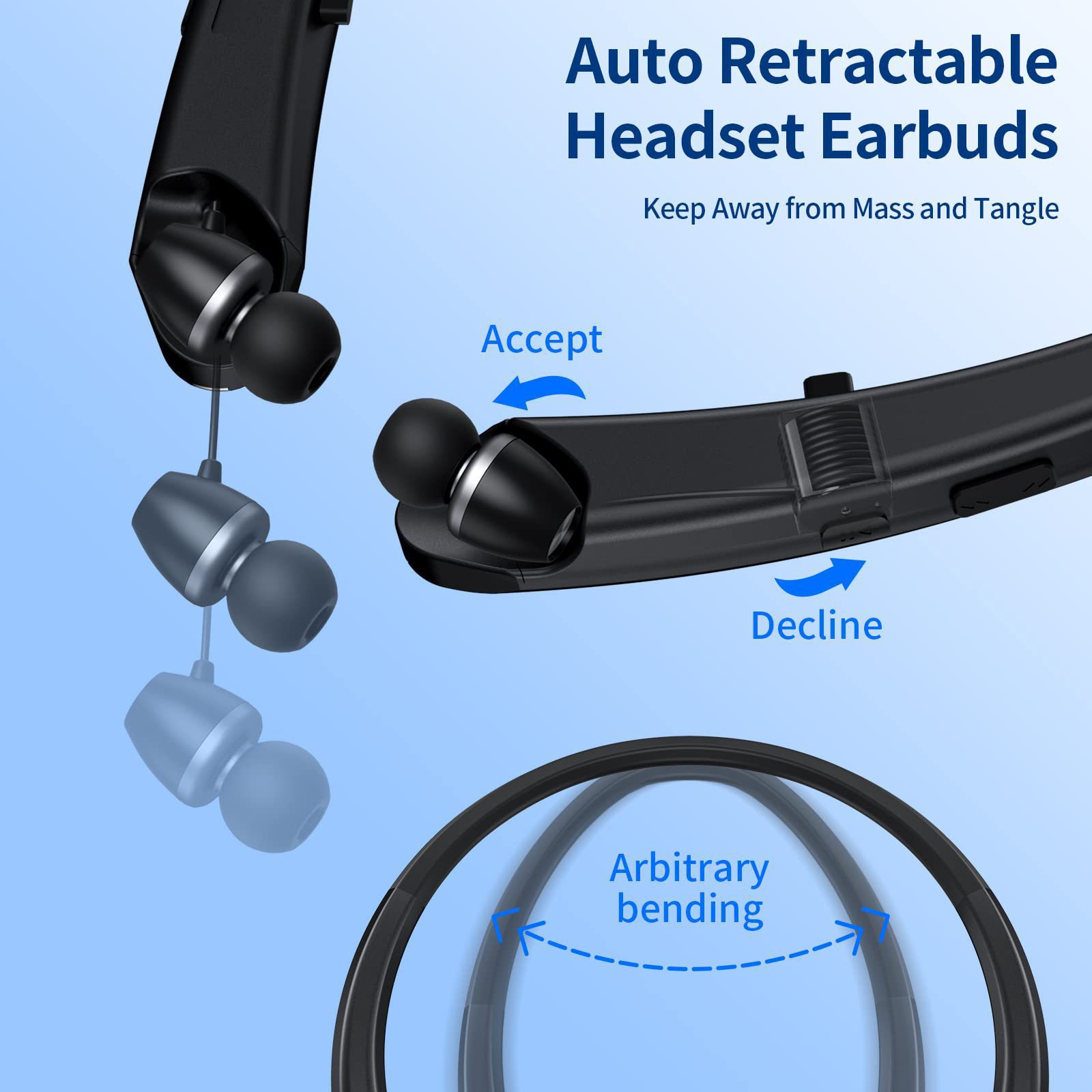 Cross-Border New Product Hx-801 Hanging Neck Bluetooth Headset Neck-Mounted Retractable Cable Ultra-Long Standby Life Running Sports 3