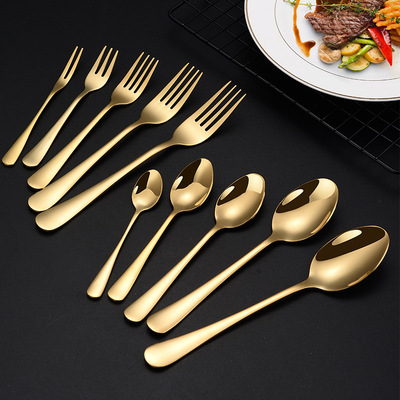 1010系列不锈钢勺子叉刀餐具 酒店公用勺叉甜品勺西餐具套装长柄|ru