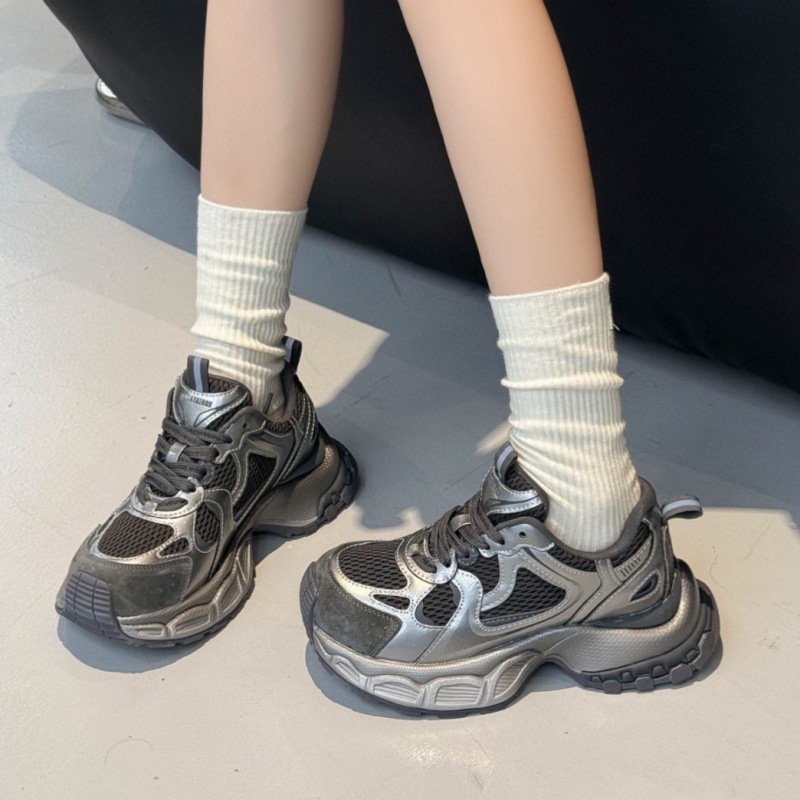 真皮老爹鞋女2025新款秋季百搭厚底增高爆款小白鞋软底休闲运动鞋|undefined