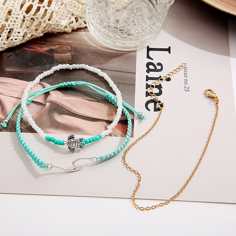 Retro Waves Alloy Knitting Anklet display picture 10