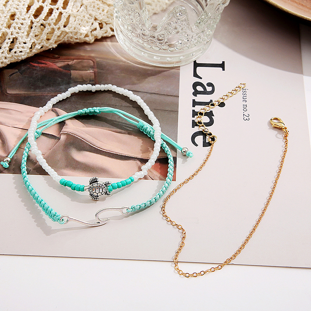 Retro Waves Alloy Knitting Anklet