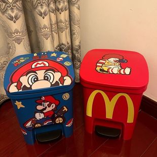 Cute Household Mario Trash Can, Creative High-Looking Large-Capacity Toilet Pedal Paper Basket, Kitchen, Living Room and Bedroom