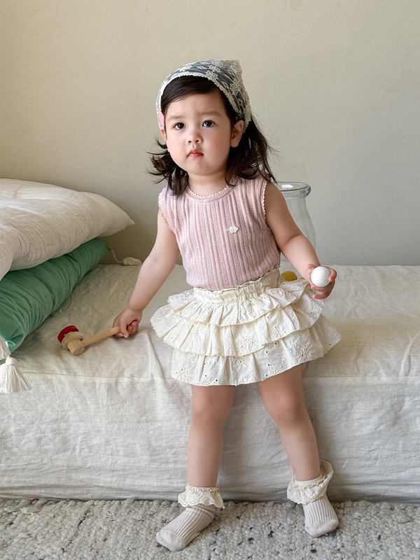 サトウキビ子供服女の子スーツ夏薄い 2025 新しい子供のベストとスカート 2 点セットベビー服|undefined