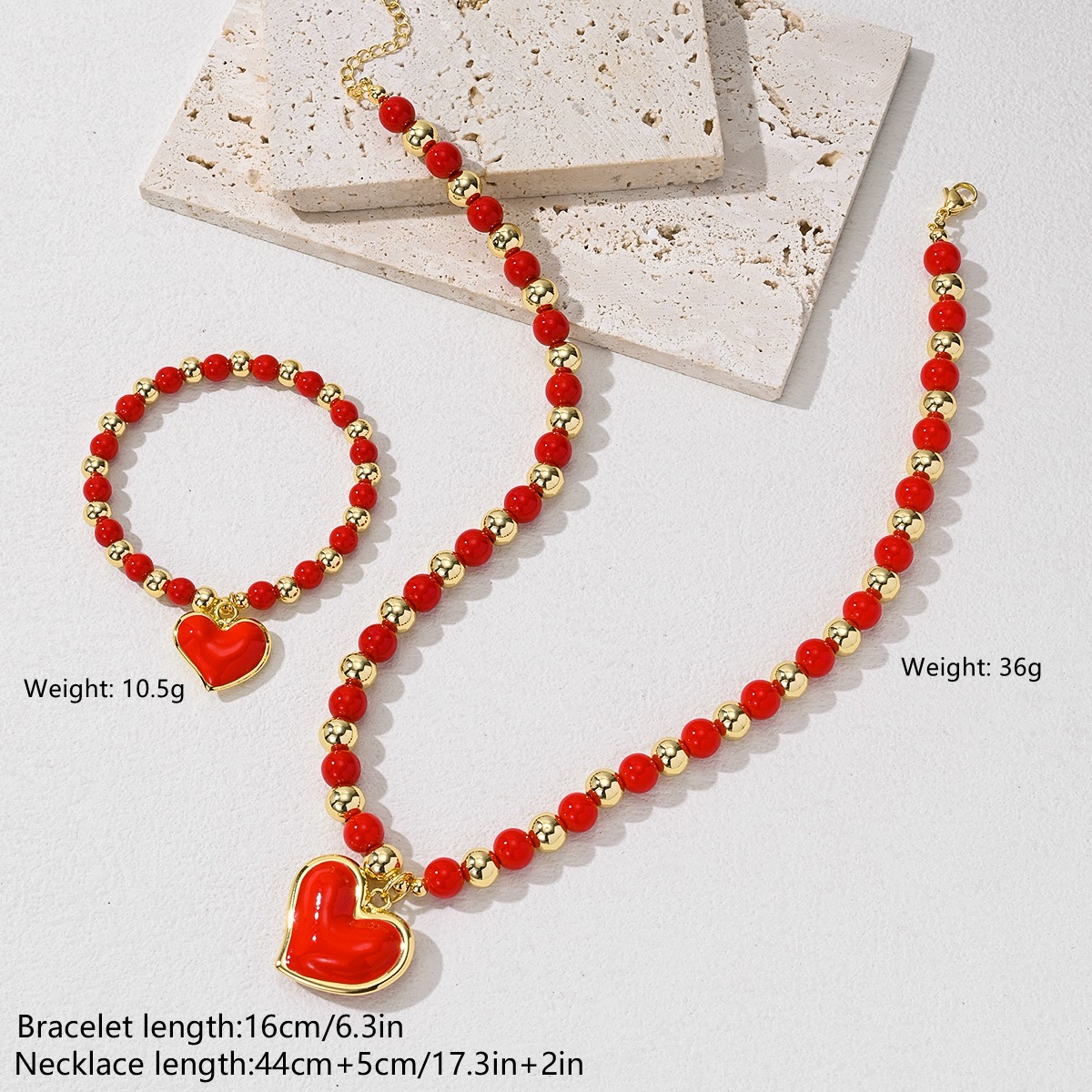12g Weight Bracelets, Necklace Classification Beaded Chain Chain Type 1 Piece Quantity Wholesale Jewelry Vacation Classic Style Heart Shape Copper Bracelets Necklace Beaded Chain