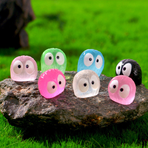 Cross-border cute night light owl moss micro landscape succulent mini ornament miniature cartoon small black crystal ball accessories