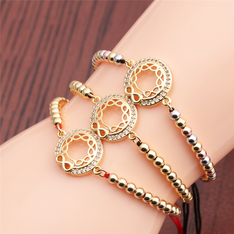 Ethnic Style Zircon Gold Infinity Geometric Adjustable Bracelet display picture 1