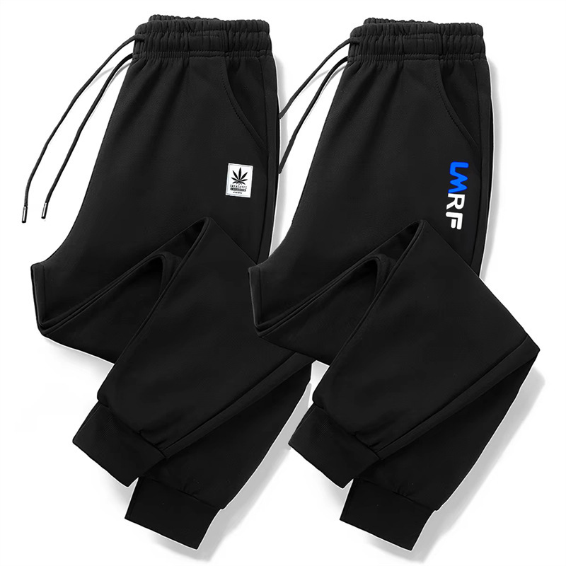 Men's summer sports pants, cropped jogger pants with cuffs, men's thin printed sweatpants, casual pants for teenagers