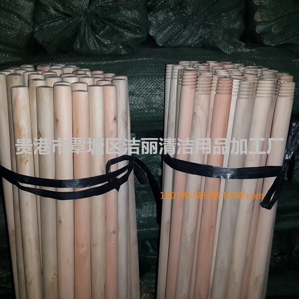 Large Wholesale Eucalyptus Wood Private Round Material Household Wood Tools Products Professional Mop Handle Mop Rod Mop Head