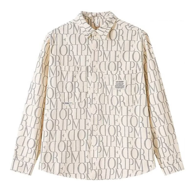 Otoño e invierno nuevas letras camisa de impresión completa chaqueta de manga larga chaqueta para hombres y mujeres marca de moda de negocios británica comercio exterior venta al por mayor transfronteriza