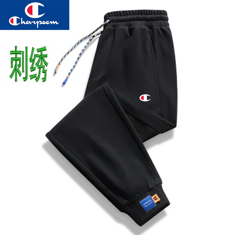 Champion Graffiti Sports Casual Pants Men's 2024 Autumn and Winter Fashion Brand Embroidered Loose plus size fleece-lined Pants